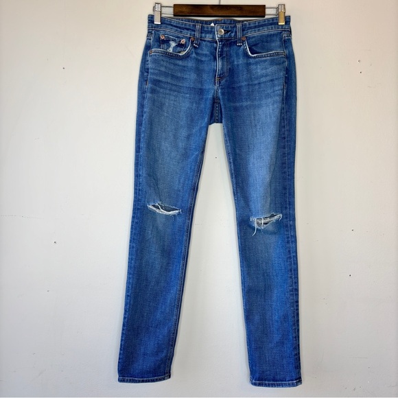 Rag & Bone Dre Low-Rise Slim Boyfriend Jean Mission with Holes Color Size 24 - Picture 2 of 12